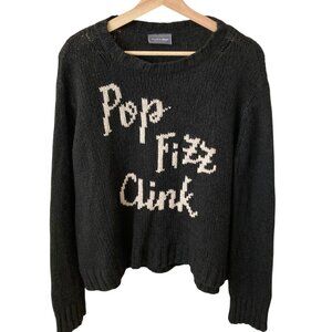 ANTHROPOLOGIE Wooden Ships Pullover Sweater S/M Pop Fizz Clink Wool Blend Black